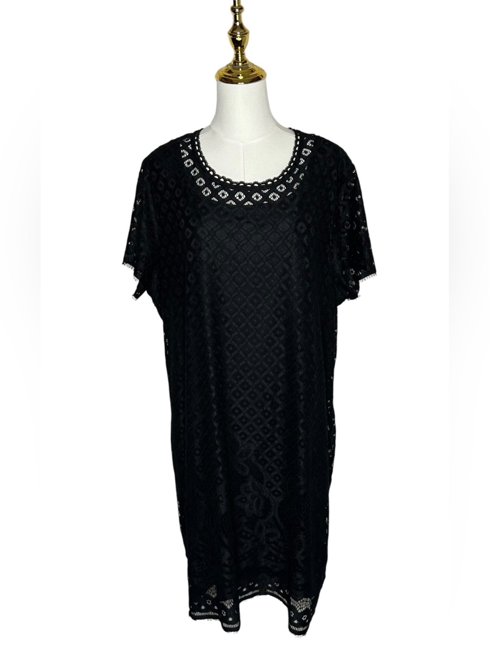 Isaac Mizrahi Whimsigoth Stretch Lace Midi Dress Dark Coquette Sz 2X Romantic